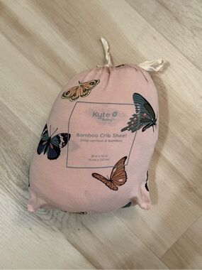 Kyte BABY Pink Butterfly Bamboo Crib Sheet